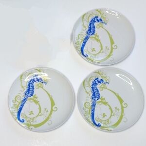 M Studios Magenta Rae Dunn Seahorse Beach Oceanic Nautical‎ Appetizer Plates Set